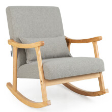 Modern Rocking Chair Upholstered Leisure Armchair w/ Backrest & Pillow