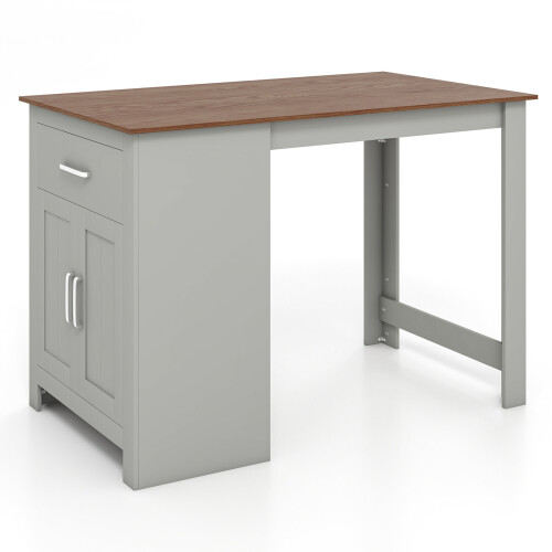 Costway Kitchen Counter Height Table Rectangular Pub Dining Table with Storage