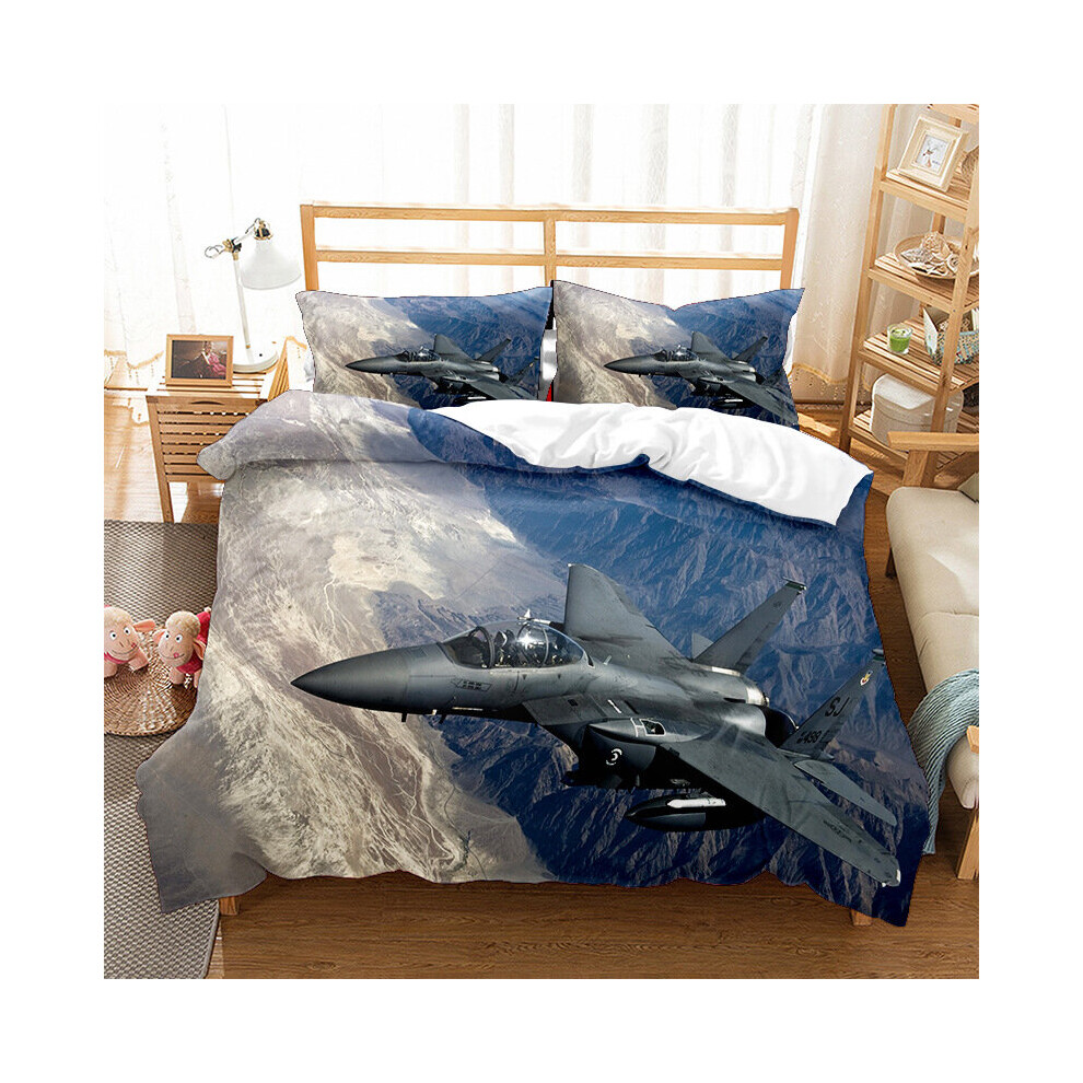 (Style 01, Single (135X200CM)/2PCS) Fighter plane Bedding Single Double Duvet Cover UK