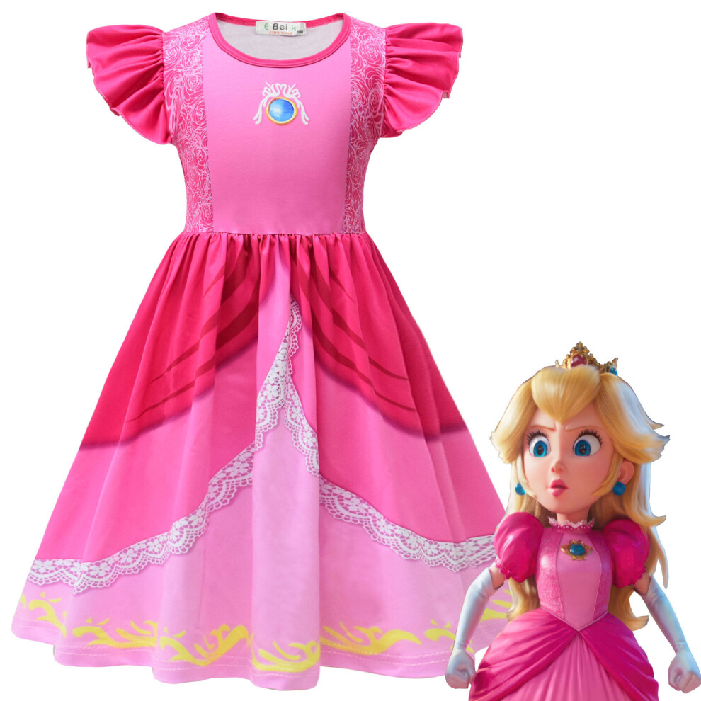 Super Mario Luigi Kids Girls Princess Peach Dress Cosplay Party