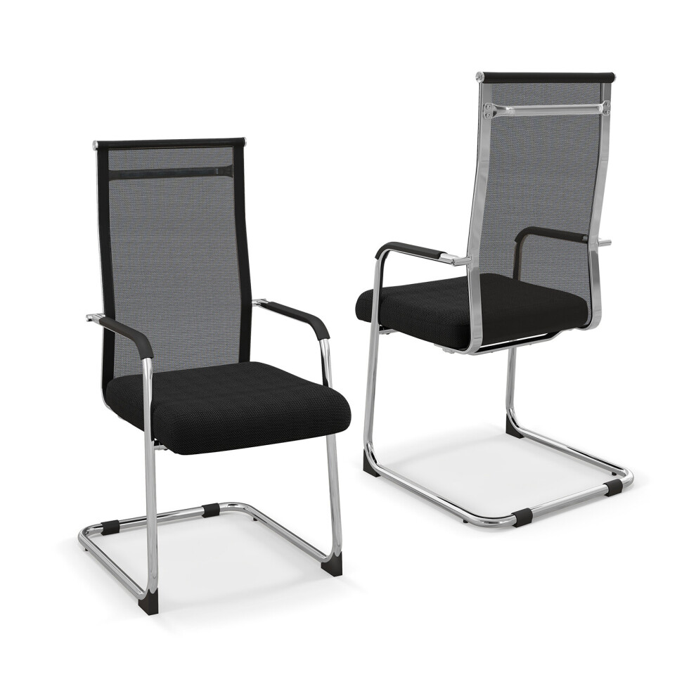 Casart Setof 2 Modern Meeting Office Guest Chairs Mid-Back Mesh For Reception