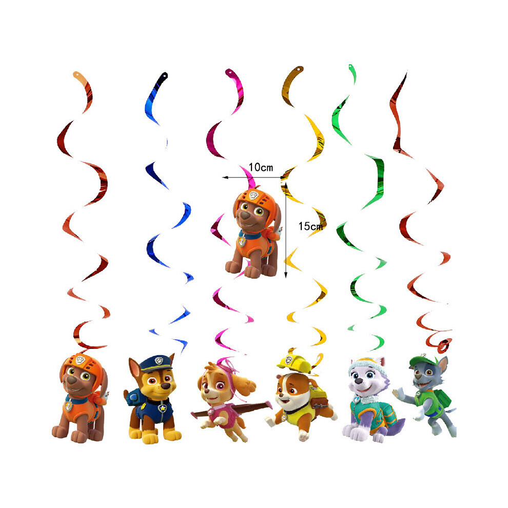 (6Pcs Swing) Supplies Paw Patrols Tableware Balloons Banner Cupcake Toppers Kids Birthday