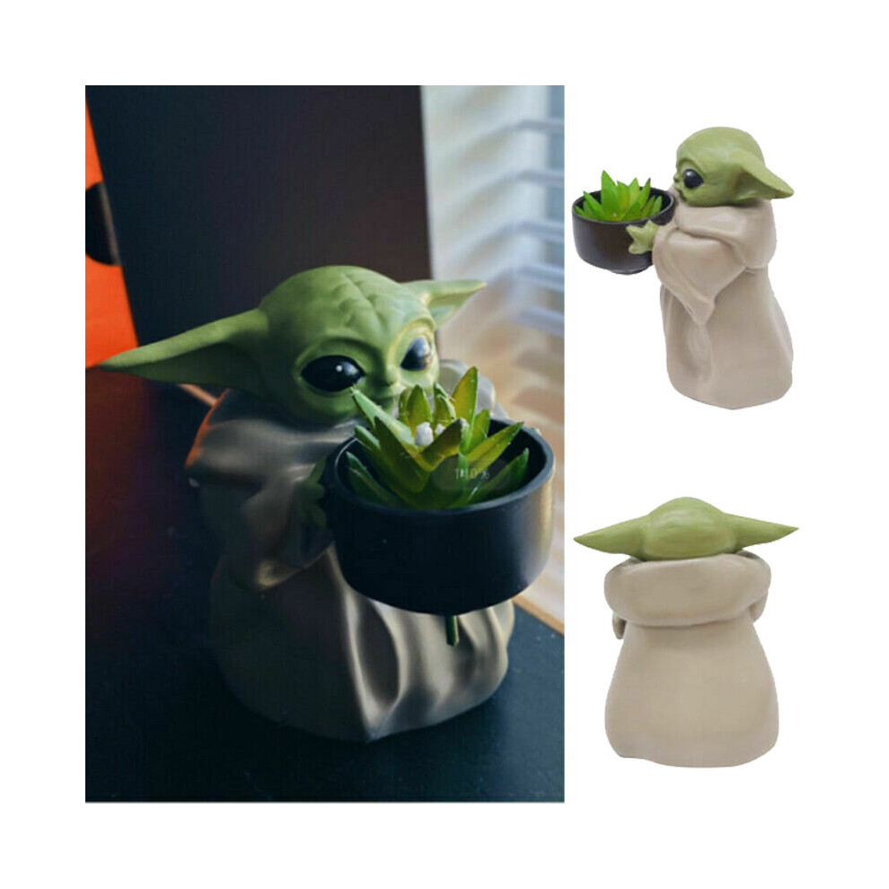 Veishet Planter Baby Yoda Pot Flowerpot Succulents Head Bonsai Plant Garden Decor Home