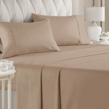 (Beige, Pillowcases Pair: 50 X 75 cm) 100% Egyptian Cotton Flat Sheet Bed Sheets Single Double King Super King Size