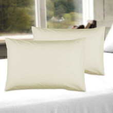 (Cream, Pillowcases Pair: 50 X 75 cm) 100% Egyptian Cotton Flat Sheet Bed Sheets Single Double King Super King Size