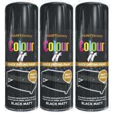 3 x 400ml Black Primer Matte Finish Spray Paint Aerosol Set - Wood, Metal & Plastic (1733)