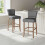 Living And Home (Light Grey) Set of 2 Height Linen Bar Stools for Kitchen 2