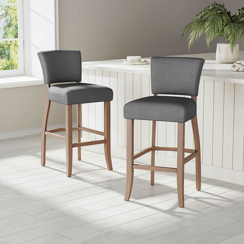 Living And Home (Light Grey) Set of 2 Height Linen Bar Stools for Kitchen 1