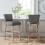 Living And Home (Light Grey) Set of 2 Height Linen Bar Stools for Kitchen 1