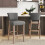 Living And Home (Light Grey) Set of 2 Height Linen Bar Stools for Kitchen 3