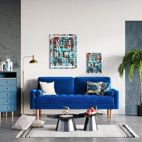 Sapphire 3 Seater Vesgantti 2 Seater 3 Seater Velvet Sofa Comfy Loverseat Couch with 2 Cushions