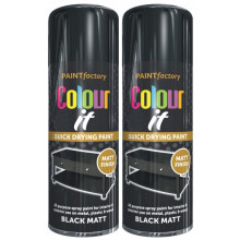 2x400ml Black Matt finish Spray Paint Wood Plastic