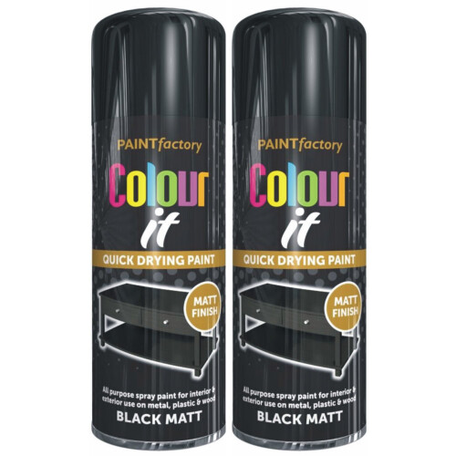 Rapide 2x400ml Black Matt finish Spray Paint Wood Plastic