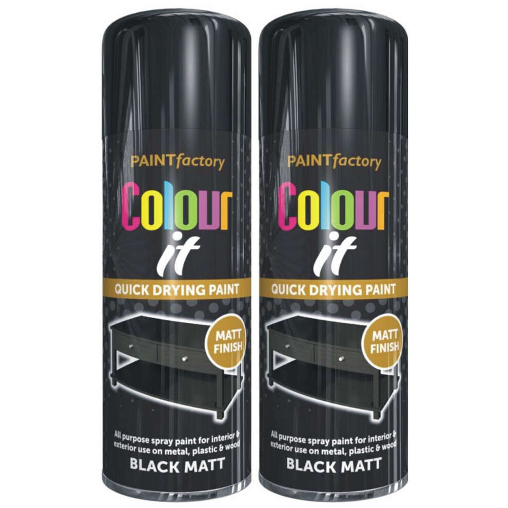 2 x 400ml Primer Matt finish Black Spray Paint Aerosol Wood Plastic