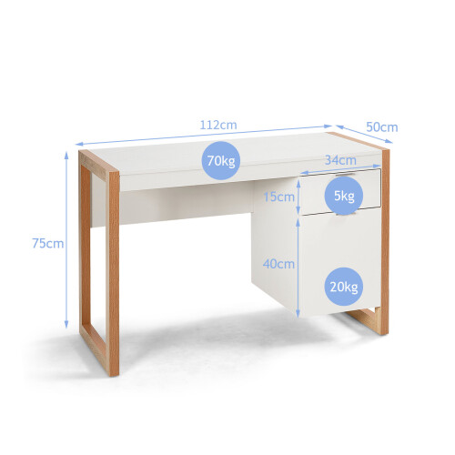 Costway Modern Home Office Desk Workstation w/Cabinet Drawer Sturdy &Structure 1