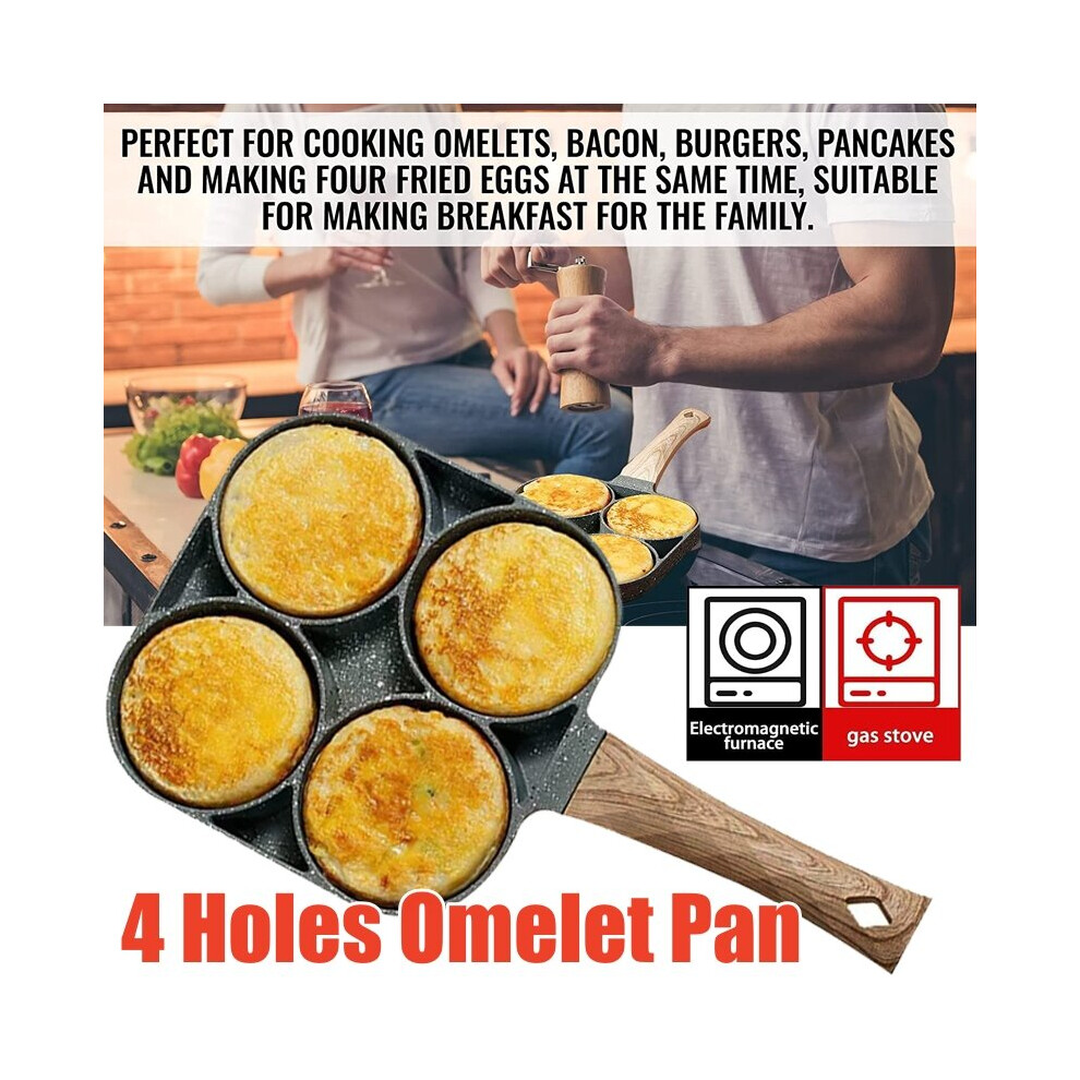 Frying Pan 4 Hole Egg Omelet Pancake Cooking Non Stick Square Frypan