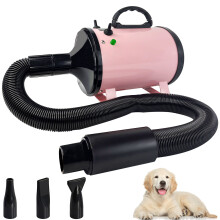 2800W Pet Hair Dryer for Dogs Quick Dry Low Noise 2 Stage Adjustable Speed & Temperature with Heat 3 Nozzles Flexible Hose