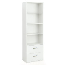 6-Tier Tall Bookshelf Wooden Organizer Storage Bookcase with 2 Drawers
