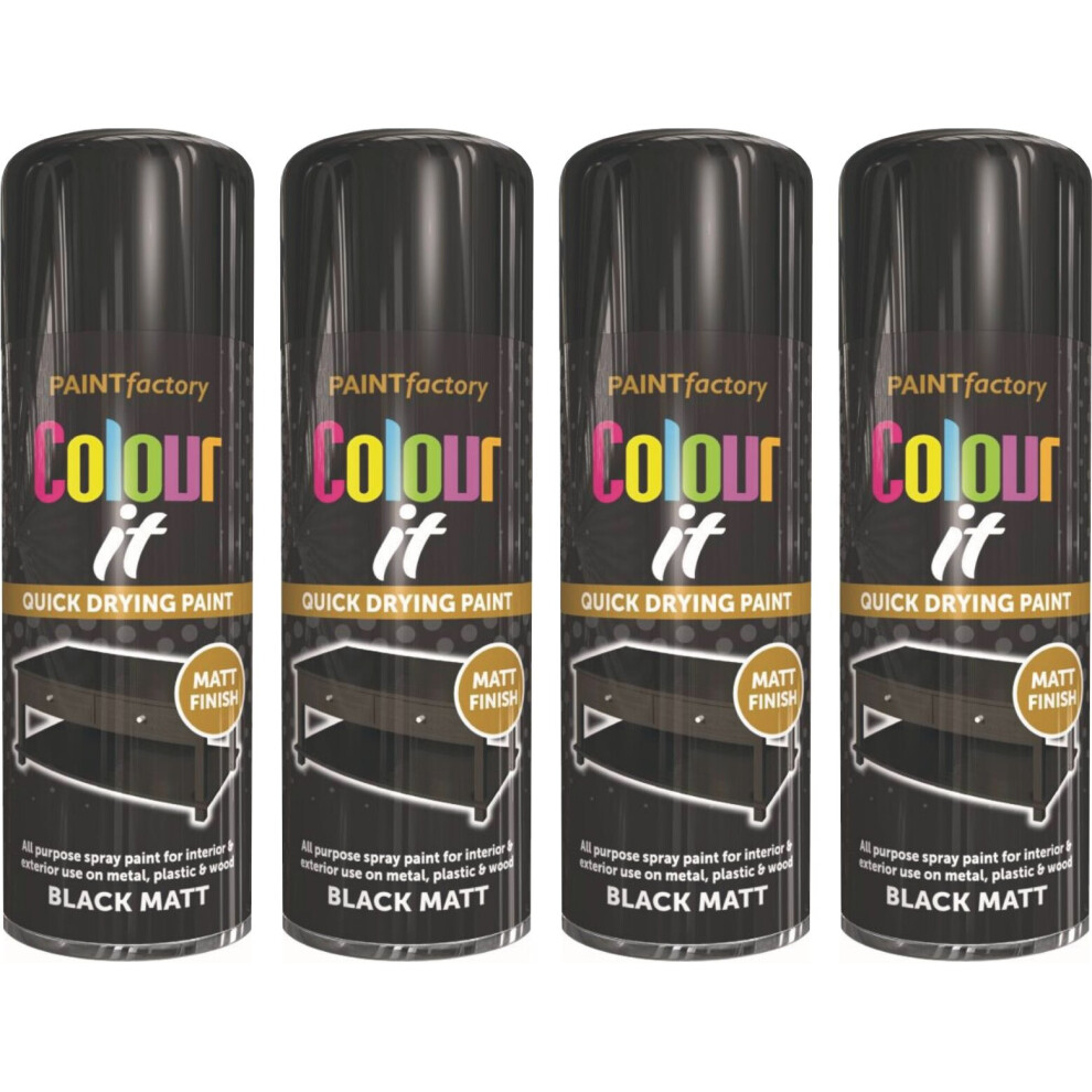 4 x 400ml Primer Matt finish Black Spray Paint Aerosol Wood Plastic