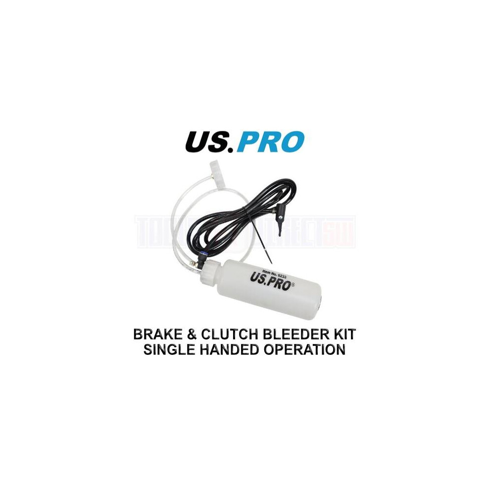 Us Pro Tools Brake & Clutch Bleeder Kit - Single Handed Operation 6233