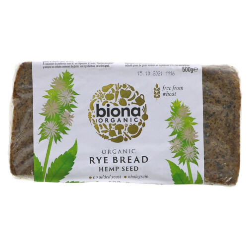 Biona Rye Bread - Hemp Seed 500g ( Pack of 12 ) 2
