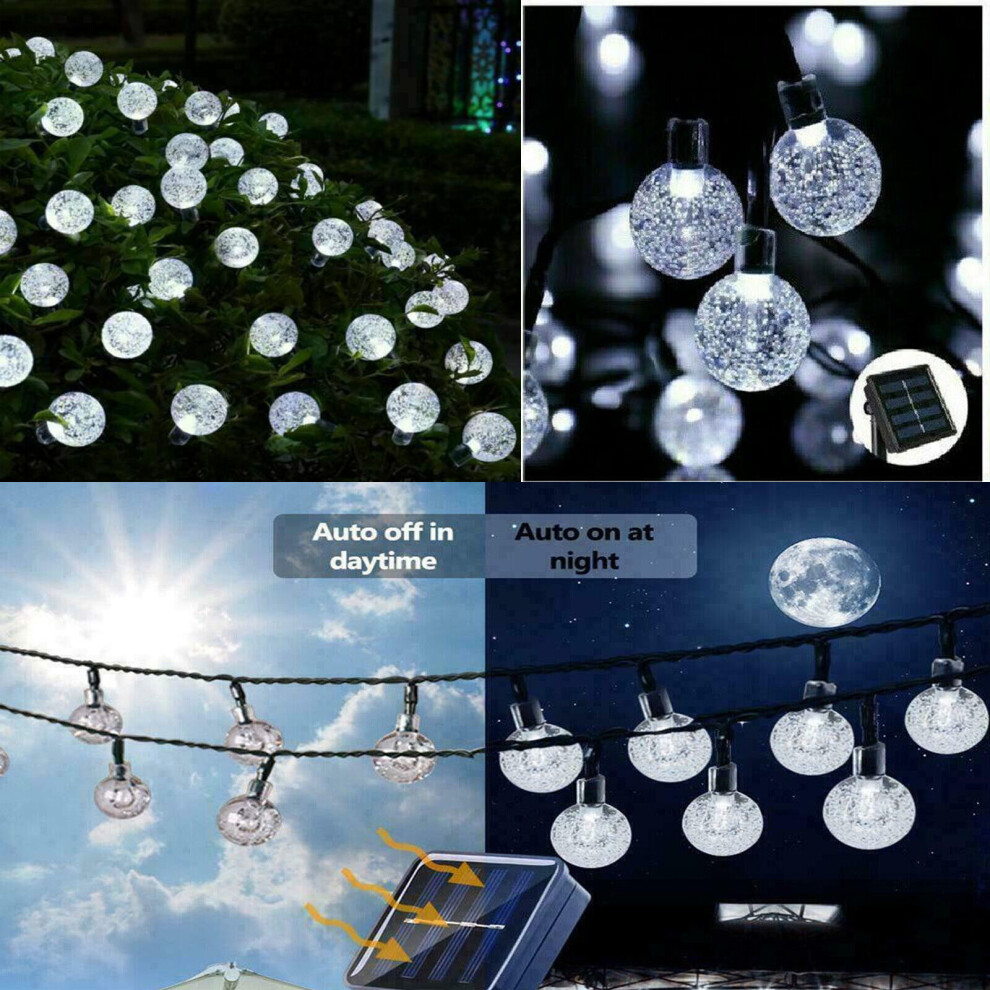 50 Led Solar Power Retro White Bulb 10M Garden String Lights Outdoor