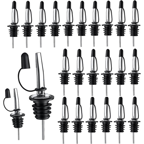 24-Pack Wine Pourers with Cone Spouts and Rubber Lids