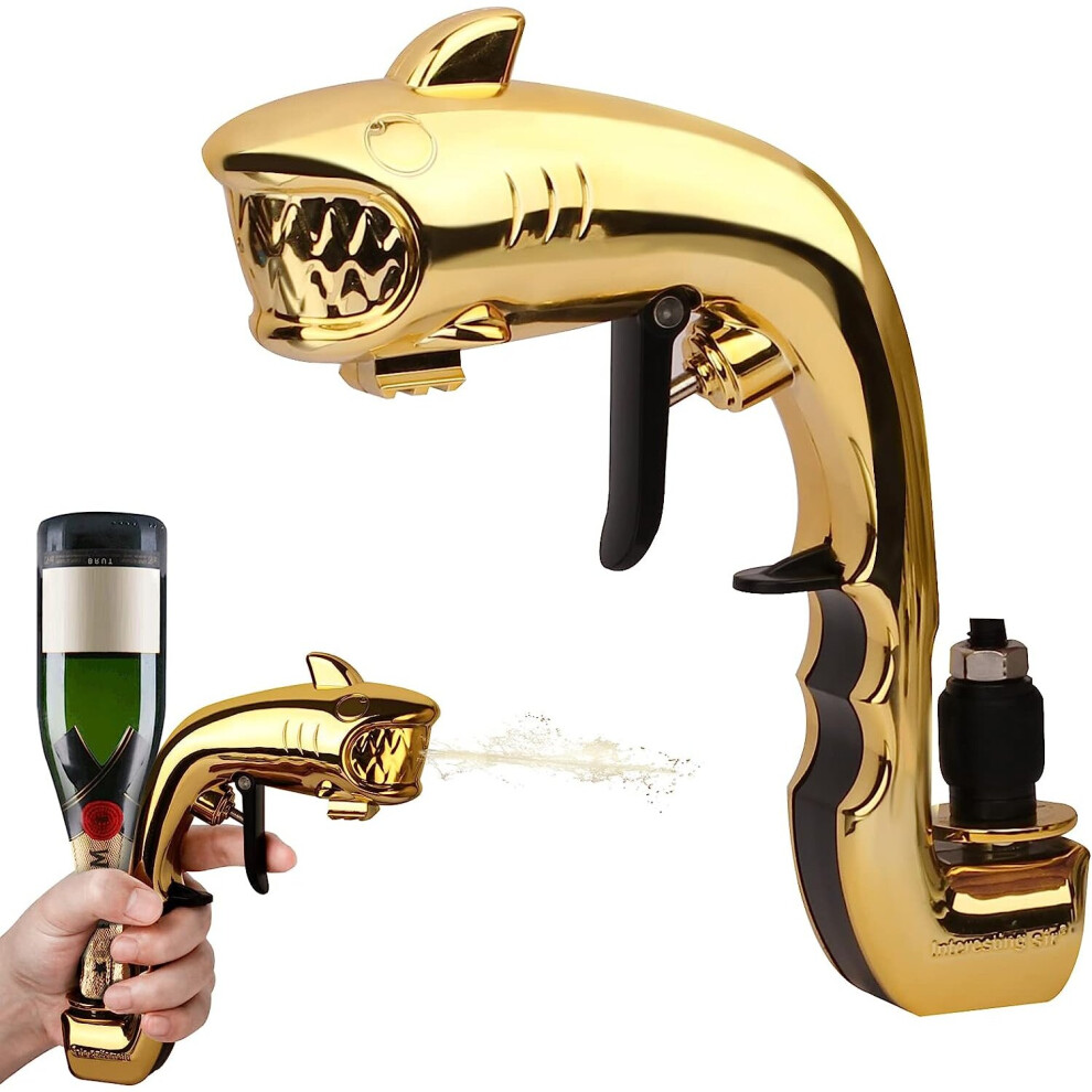 Champagne Gun, Alcohol Gun Shooting Bottle Adjustable Sparkling Wine Bottle Gun (Golden)