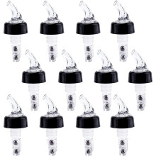 12-Pack Automatic Measuring Bottle Pourers, 1oz Waterproof Bar Spout, Black