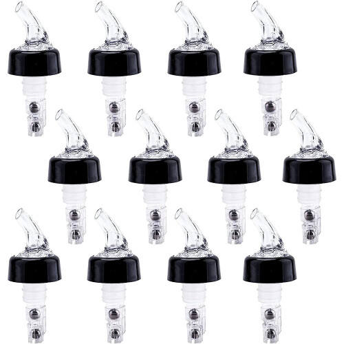 12-Pack Automatic Measuring Bottle Pourers, 1oz Waterproof Bar Spout, Black 1
