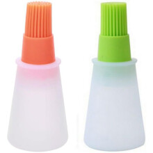 , Silicone Cooking Grill Grill Baking Pastry Grease Brush, Green and Orange