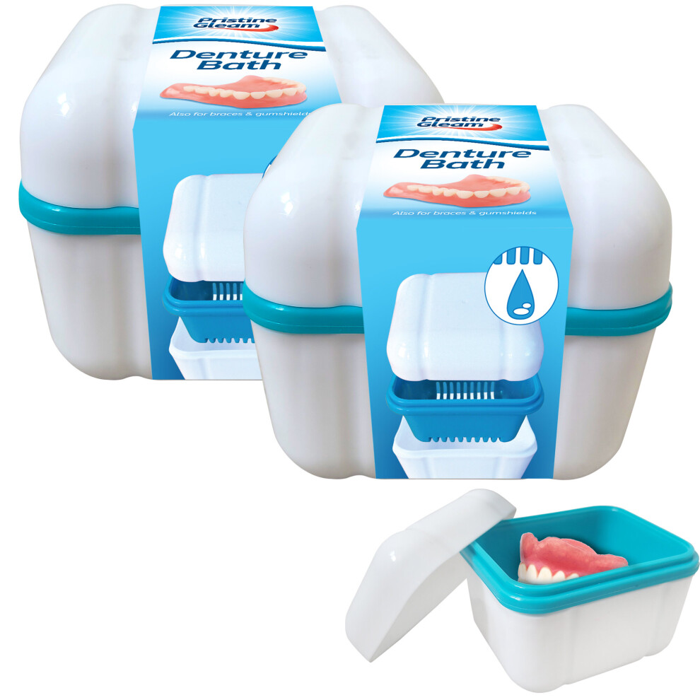 2pk Denture Bath Box, Denture Box for False Teeth Container Full Set