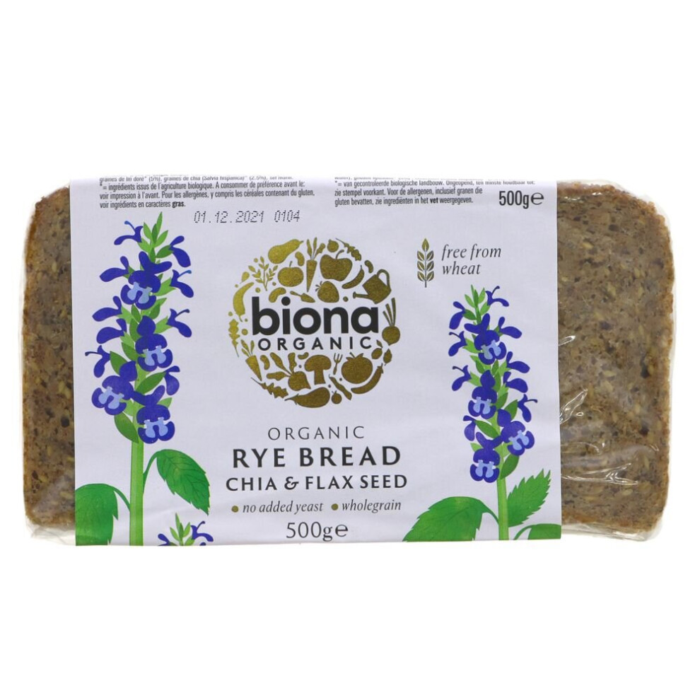 Biona Rye Bread - Chia & Flax 500G ( Pack Of 12 )