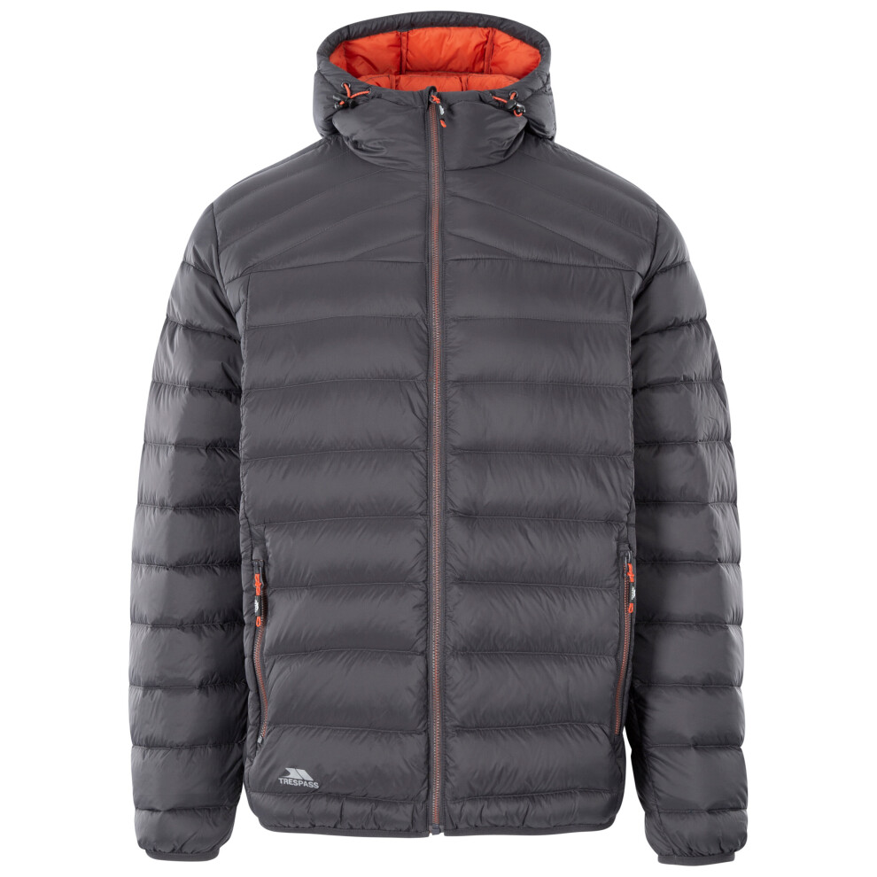 (XL, Dark Grey / Burnt Orange) Trespass Mens Down Jacket Packaway Whitman II