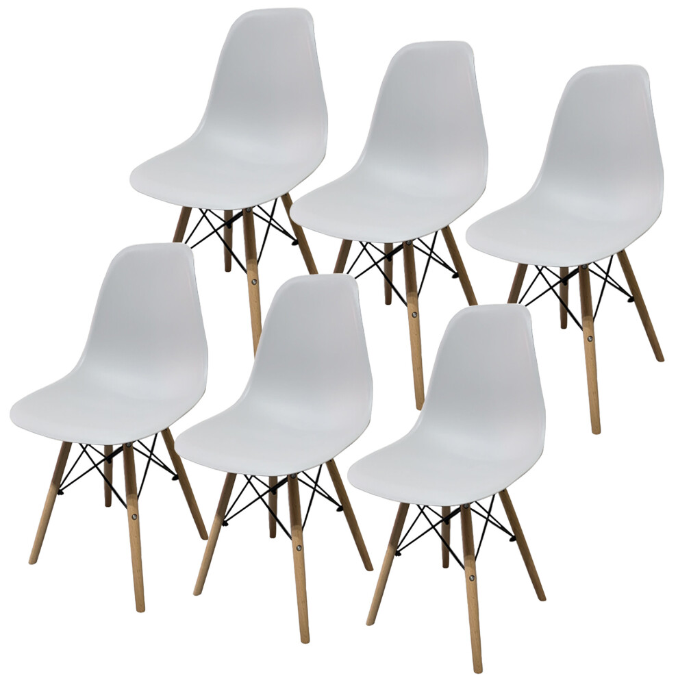 (6 White) Set 4/6 Kitchen Office Wooden Chairs Dining Room