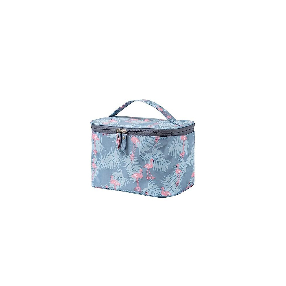 Tianfu Blue Makeup Bag Cosmetic Bags For Women Travel Makeup Organizer Case, Flamingos