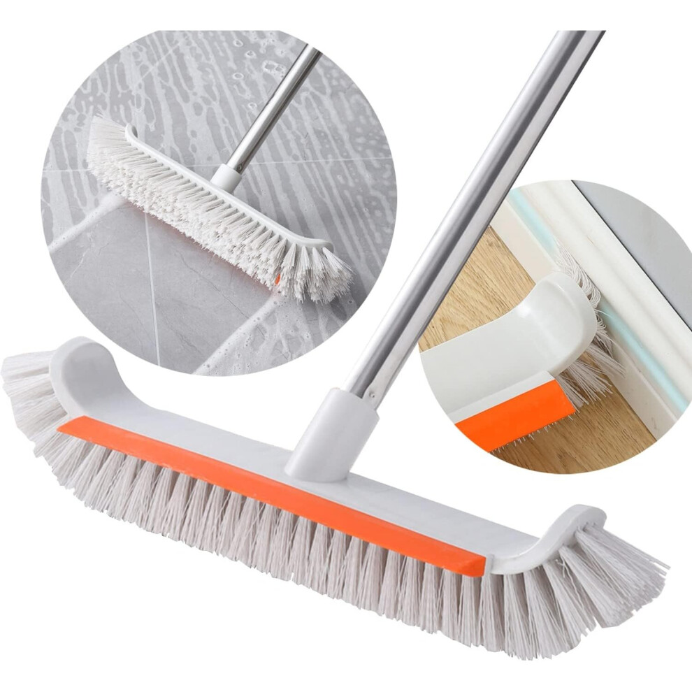 Floor Brush with Long Handle 130CM,Rigid Floor Brush with Squeegee, 36cm Scrubbing Surface Brush for Cleaning Kitchens and Bathrooms
