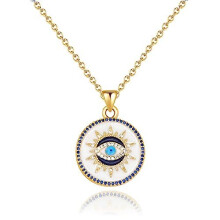 Evil eye necklace gold protection necklace, Handmade evil eye jewelry for women, Third eye necklace birthday gift for her