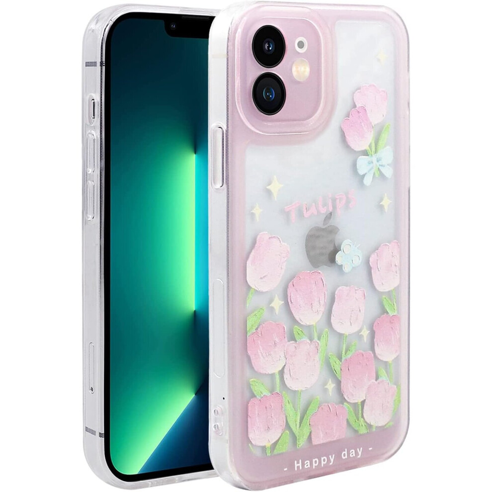 Iphone 12 Mini Case,Shockproof Soft Tpu Back Case Dropproof Protection Phone Case Cover For Iphone 12 Mini(5.4 Inch), Blue Butterflies & Pink Flowers Clear 7042558496464