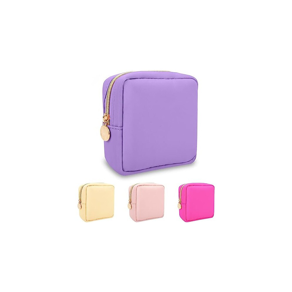 Tianfu Purple Nylon Mini Makeup Bag For Purse,Waterproof Travel Coin Pouch Sanitary Napkin Storage Bag Clutch Makeup Organizer For Women Men Girls(Purple)