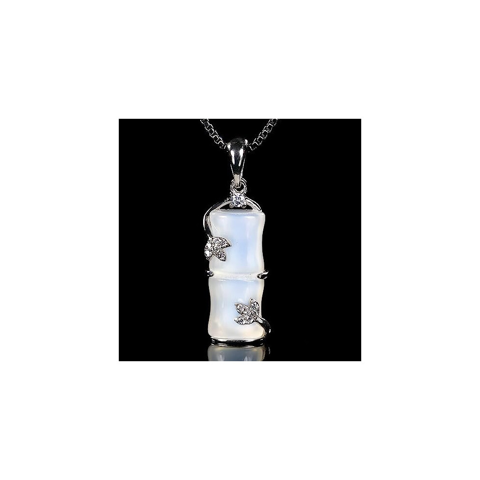 A agate pendant with a white bamboo shape and a 925 silver necklace-image-OPC-PBWZTFG-NEW