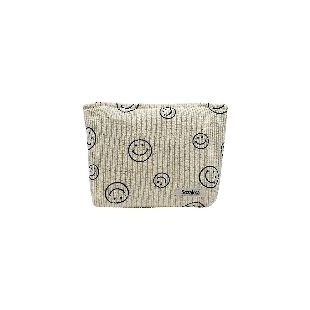 Tianfu Cosmetic Bags For Women,Aesthetic Preppy Makeup Bag Smile Makeup Organizer Storage Makeup Bag For Women Portable Large Capacity Travel Makeup Bags