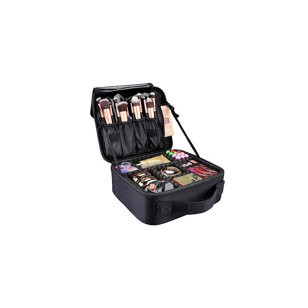 Tianfu Travel Makeup Bag 10.4 Inches Makeup Train Case Portable Artist Cosmetic Bag With Adjustable Dividers For Cosmetics Makeup Brushes Toiletry Jewelry