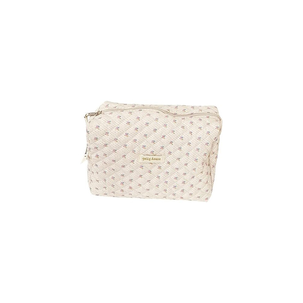 Tianfu Makeup Bag Cotton Travel Cosmetic Bag Cute Pouch Toiletry Bag Quilted Floral Organizer Bag Large Capacity Coquette Aesthetic Portable Storage Bag