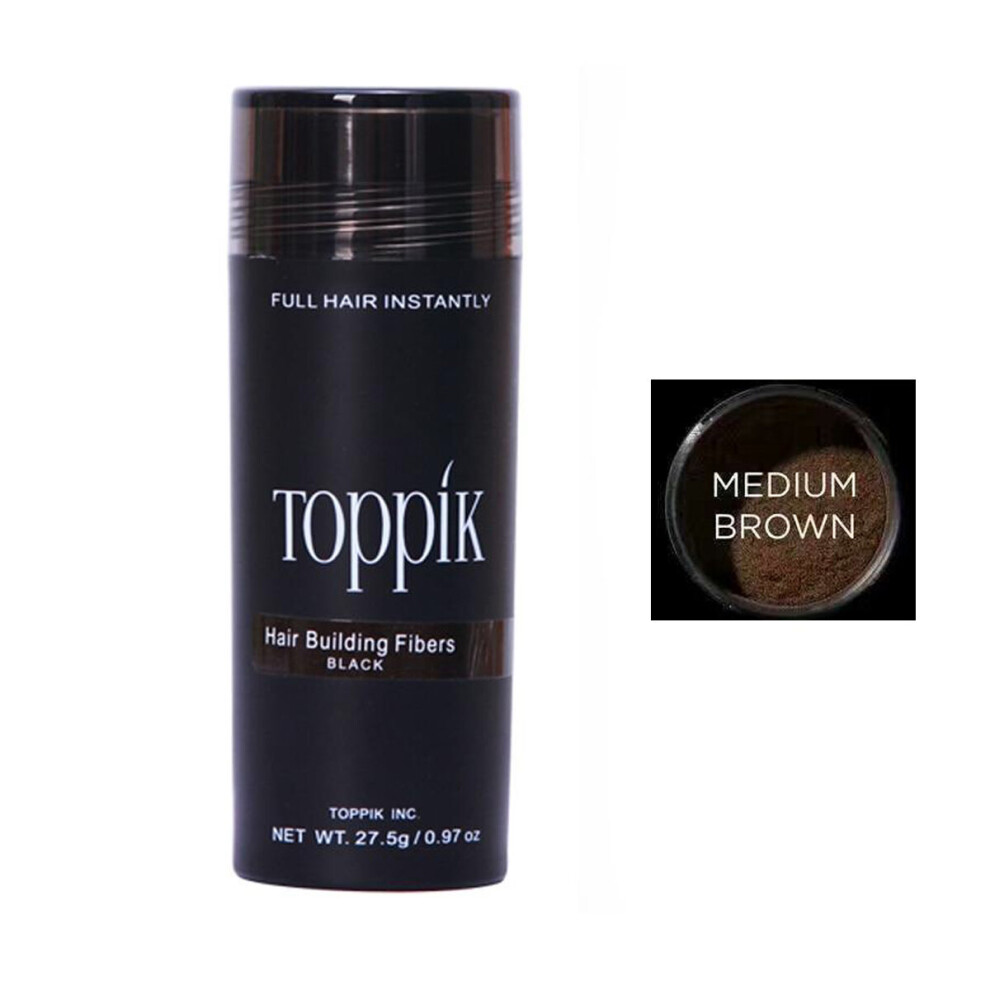 (Medium Brown, 1pcs) 9 Colors 27.5G Natural Hair Building Fiber Hair Loss Treatment Care Hair Loss Building Fiber for Women Men 1/2/4PCS