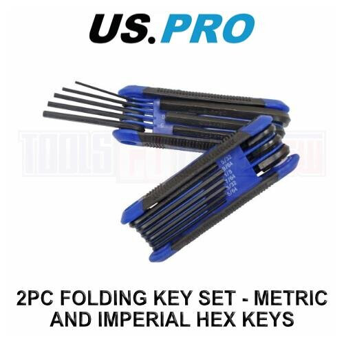 us pro US PRO Tools 2PC Folding Hex Ket Set - Metric And Imperial Hex Keys 1627