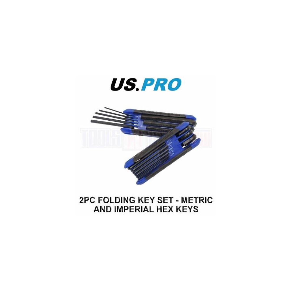 US PRO Tools 2PC Folding Hex Ket Set - Metric And Imperial Hex Keys 1627