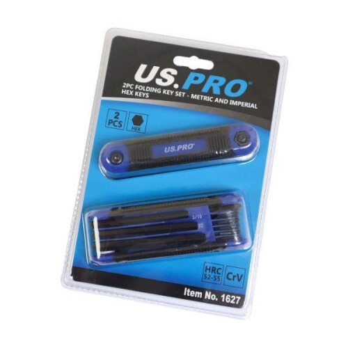 us pro US PRO Tools 2PC Folding Hex Ket Set - Metric And Imperial Hex Keys 1627 2