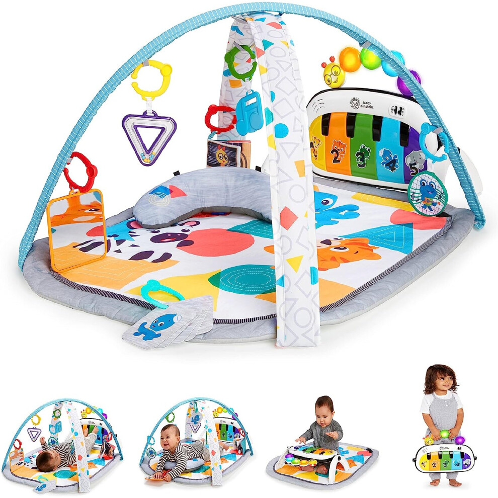 baby Einstein, 4-in-1 Kickin' Tunes and Language Discovery Play Gym with Piano, Mat with Detachable Activity Toys, Lights