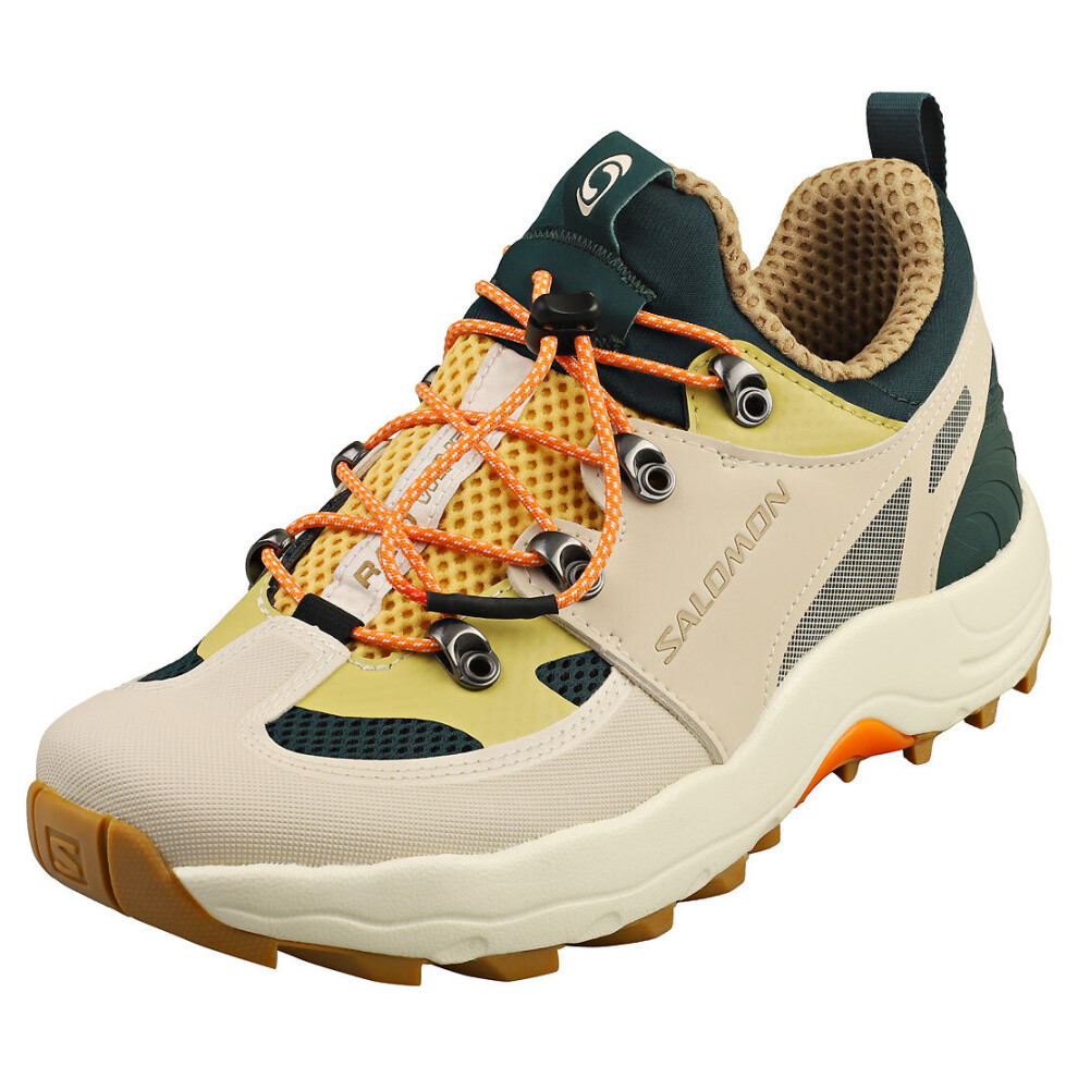 (7.5) Salomon Raid Wind Mens Fashion Trainers in Pine Rainy Day Orange